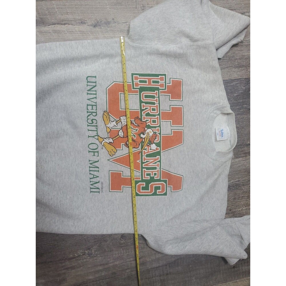 Vintage University Of Miami Hurricanes Gray Crewneck Sweatshirt Size L Tultex - Picture 14 of 15